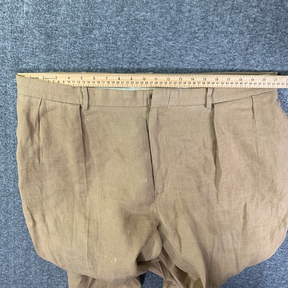 Vintage Polo Ralph Lauren Linen Pants Men 42x29 Brown Trousers Slacks Casual - Picture 8 of 15